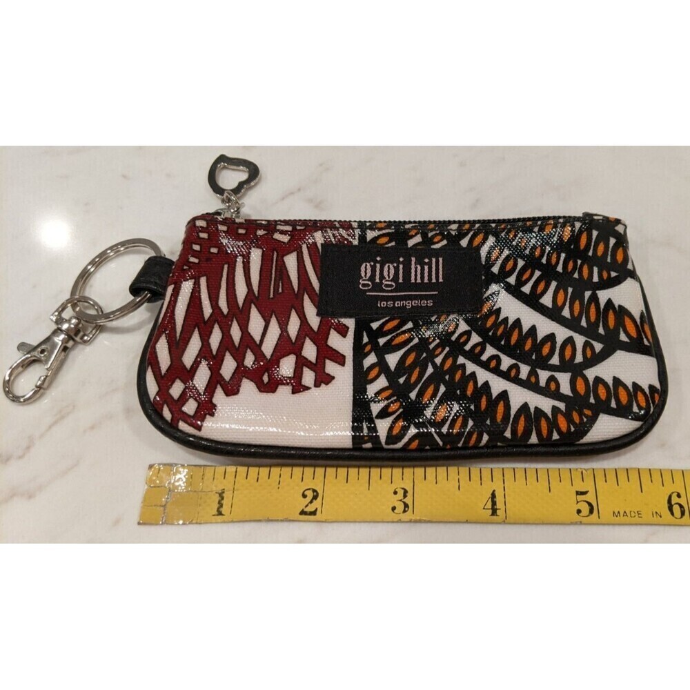GIGI HILL Coated Canvas Mini Colorful Wristlet Bag Coin Purse 3" X 6" - Picture 4 of 8